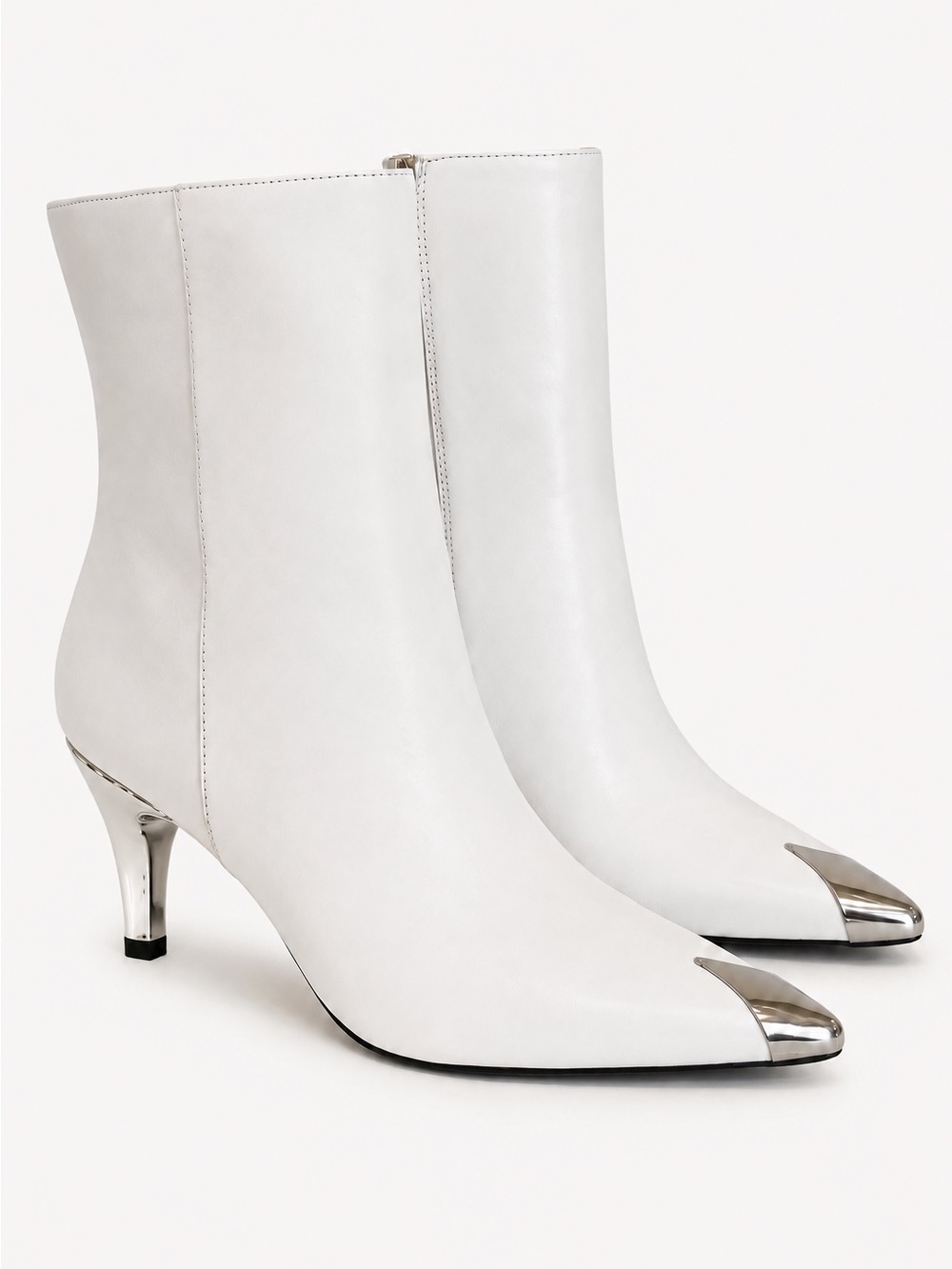 Jeffrey Campbell Mod White Ankle Boots Chrome Toe Size 5